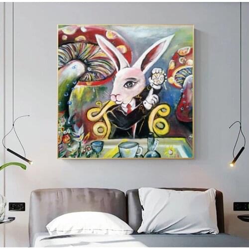 Cartoon Rabbit Animal Poster Canvas Prints Decorative Art Kids Room Wall Painting for Living Room Modern Home Decor Pictures