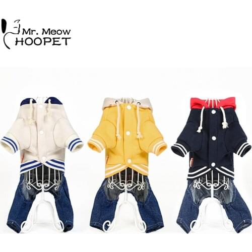 Pet Dog Clothes Fresh Campus Style Hoodie Jumpsuit Cat Coat Puppy Apparel Costume