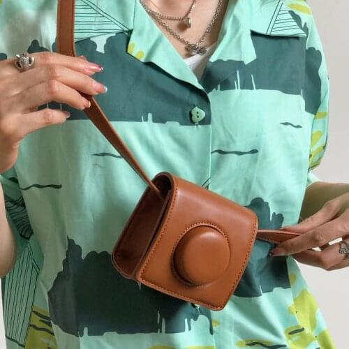 Retro Leather Mini Crossbody Chest Bags for Women 2021 Luxury Shoulder Bag and Handbag Ladies Fashion Simple Purses Lipstick Bag