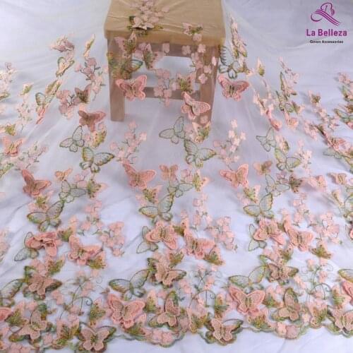 La belleza1 yard butterfly embroidered lace fabric by the yard