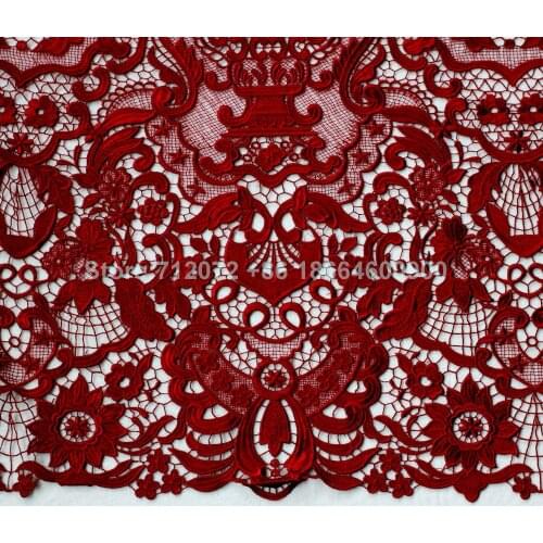 La Belleza Fashion show hight quality embroidered wedding/ evinging dress white/blue/red/wine lace fabric by yard