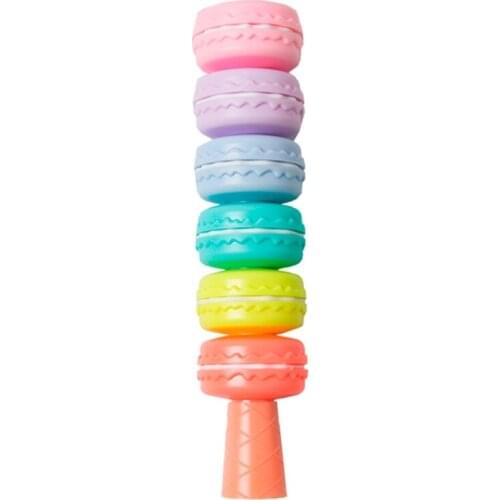 6 Pcs Mini Macaron Highlighter Paint Pen 3mm Broad Chisel Tip Detachable Length Adjustable Quick Drying No Fade for Kids