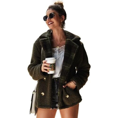 Fashion Solid Fleece Jacket Women For Autumn Coat 2020 Double-breasted Thick Coats And Jackets Women Spring Women Outerwears