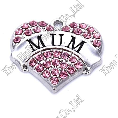 MUM crystal Word Heart Dangle Sports Fitness Pendant