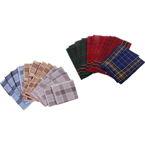 Set of 24 Mens HANDKERCHIEFS Plaid Pocket Square Hanky Handkerchief 40x40cm