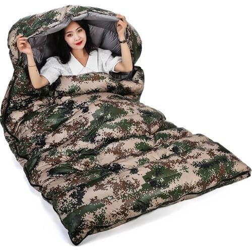 Factory Wholesale Can Be Machine Wash White Goose Velvet Outdoor Camping Sleeping Bag Adult Double Travel Sleeping Bag Spot