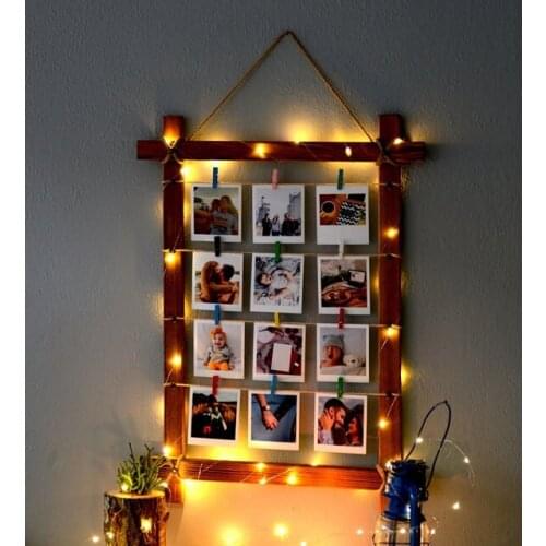 Personalized 12 Photo Led Illuminated corded Latch Wood Photo Frame