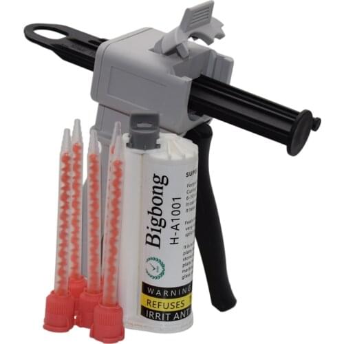 50ml 10:1 AB Glue Gun Dispenser Manual Caulking Gun and 50ml Grey 10:1 AB Glue Adhesives with 5pc 10:1 Static Mixing Nozzles Set