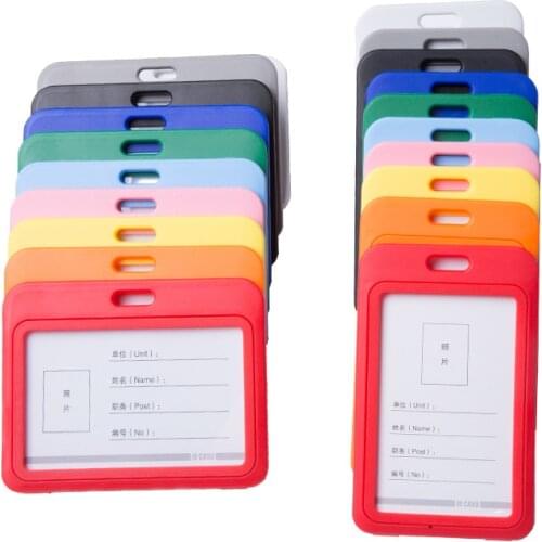 Plastic Credential Student Nurse ID Badge Clear Card Holder Business Pass Tag Holder Office Work Card Case Holder with Lanyard