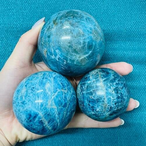 50-70mm Natural Blue Apatite Stone Sphere Crystal Reiki Healing Ball