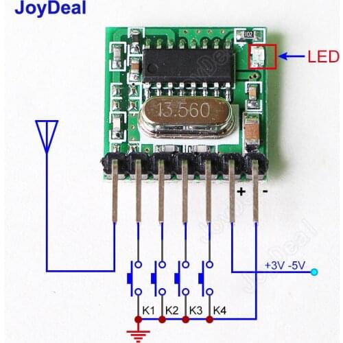 433 Mhz Wireless RF Remote Control 1527 Learning Code Button Switch Transmitter For Gate Garage Doorbell Alarm Arduino / ARM DIY