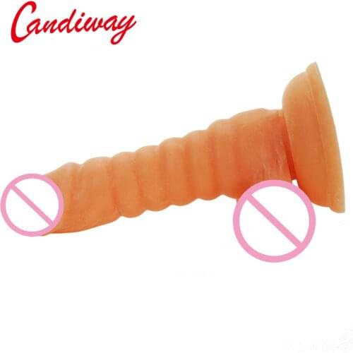 Candiway Realistic Dildo Flexible penis textured cock shaft suction cup female masturbation virgina G Spot Sex toy for women