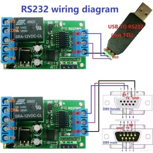 2 in 1 mini DC 12V RS232 & TTL232 Relay Board PC USB UART Remote Control Switch for Arduino UNO MEGA2560