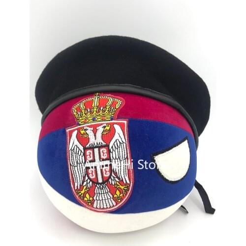 The Republic of Serbia Ball and Beret hat Doll SRB countryballs plushies Cosplay Polandball Plush Toy for Gift 20CM