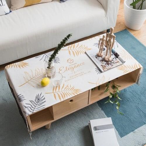 Fashion Home Nordic style cotton and linen Rectangle waterproof leaf color tablecloth Table flag Tea table cover