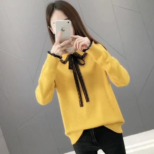New 2021 Womens Sweater Autumn Clothes Square Collar Lace Female Loose Short Hedging Sweater Women Plus Size 4XL Sweater R125