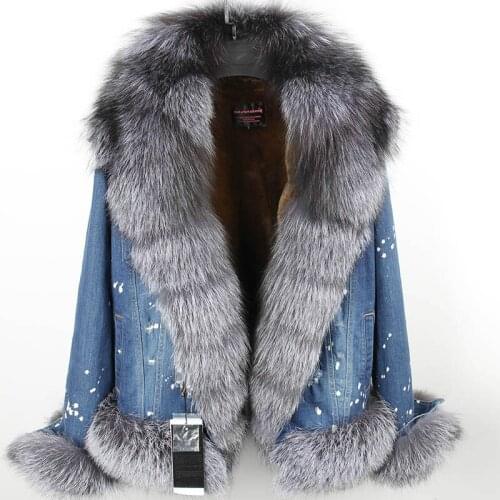 MaoMaoKong real fur women Short parka coat winter jacket real natural fox fur coat faux fur liner thick warm fur parkas
