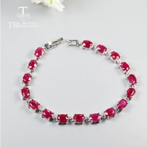 TBJ, 21.5ct Natural Precious Gemstone Ruby bracelet oval 5*7mm 925 sterling silver fine jewelry for women wife birthday gift