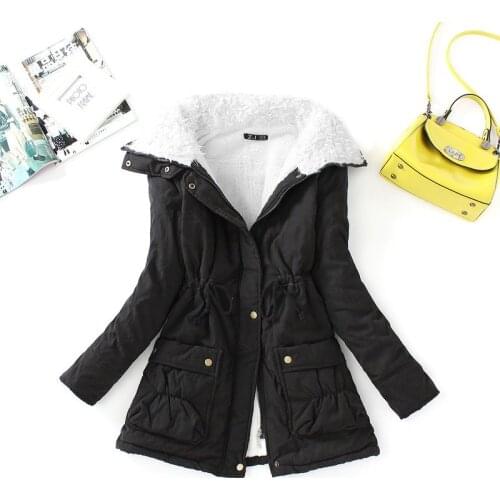 Winter Cotton Coat Women Slim Snow Outwear Medium-long Wadded Jacket Thick Cotton Padded Warm Cotton Parkas