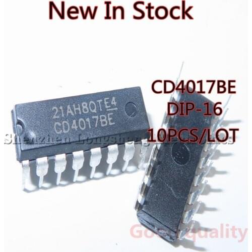 10PCS/LOT NEW CD4017BE DIP-16 CD4017 chip counter divider decimal