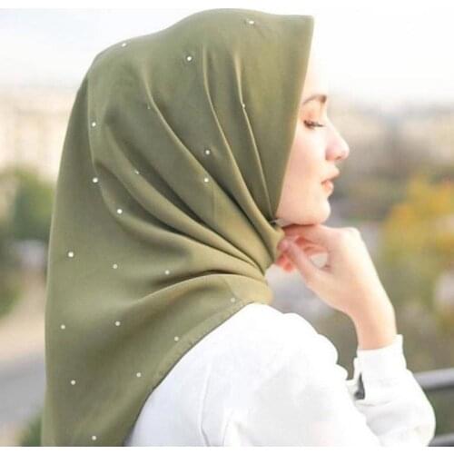 110*110cm Muslim Square Cotton Hijab Scarf Malaysia Rhinestone Plain Hijab Shawls Wraps Islamic Headscarf Foulard Femme Musulman