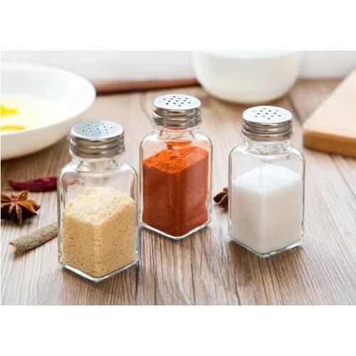180pcs Glass Sugar Salt Pepper Shaker with Stainless Steel Cap Severing Tools Cruet Condiment Jar Herb Spice Storage