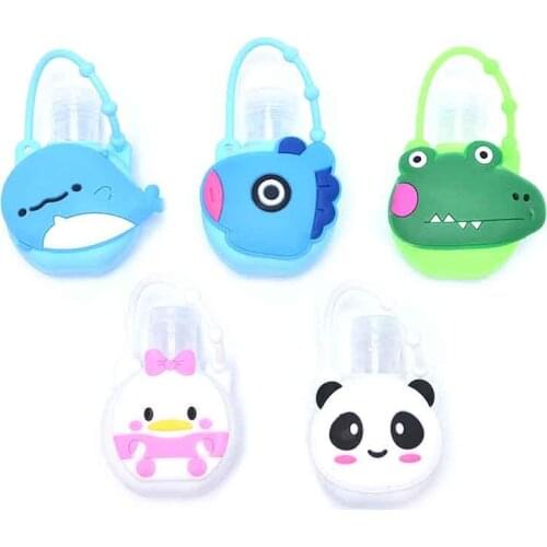30ML Cartoon Bottle Silicone Mini Cute Funny Animal Silicone Hand Sanitizer Pocketable Holder With Empty Bottle