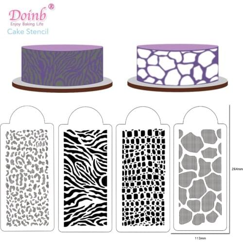 4PCS/SET Cow pattern Flower Fondant Cake Stencil Mould Border Lace Decoration Icing Sugarcraft Tools