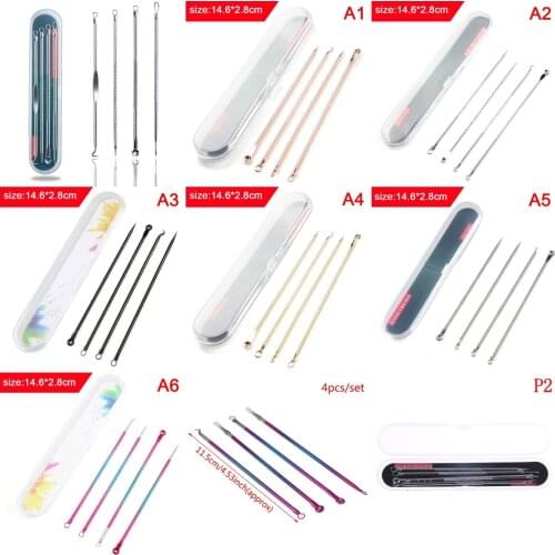 4PCS/Set Stainless Steel Acne Removal Needle Pimple Blackhead Remover Tools Spoon Face Skin Care Needle Facial Pore Cleaner Tool