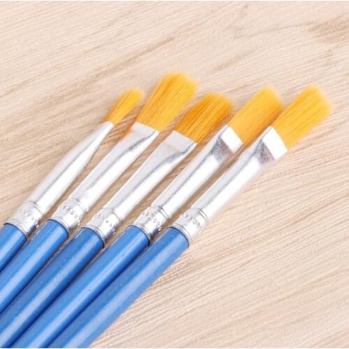 5Pcs Artist Nylon Hair Brush Flat Pointed Head Paint Gouache Set Oil Painting D2TD
