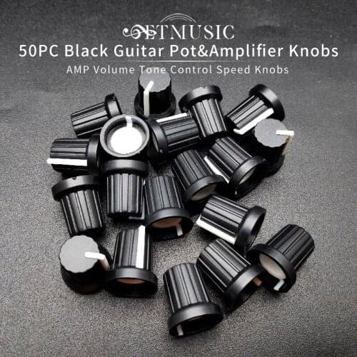 50pcs Black Guitar Pot and Amplifier Knobs AMP Volume Tone Control Speed Knobs for Guitar Bass