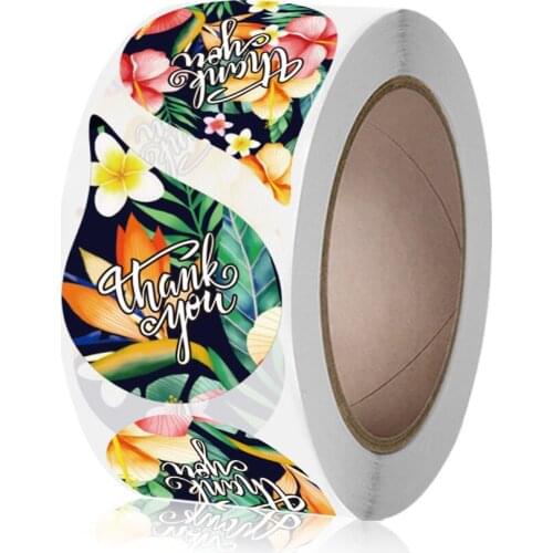 6 Beautiful Designs Raindrop Plant Floral Thank You Sticker Sealing Label 500pcs for Business Order Bouquets Gift Wraps Envelope