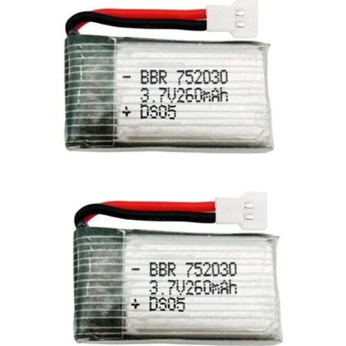 3.7V 260mAh Drone Lipo Battery 752030 For RC battery H8 Mini Eachine H8 RC Quadcopter Parts 3.7v lipo battery 2pcs