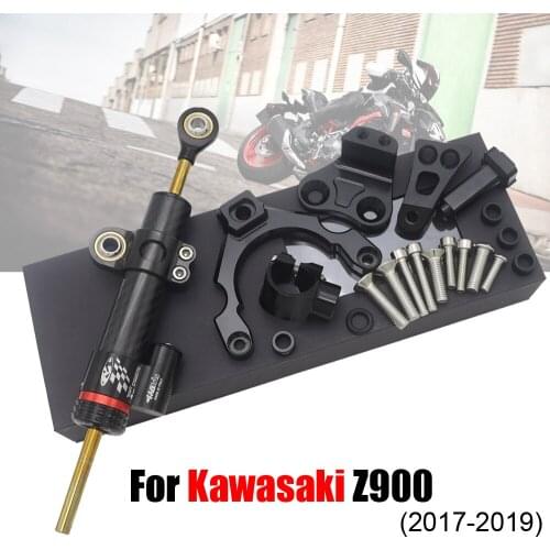 Motorcycle Accessories CNC Aluminum Alloy Adjustable Steering Damper Stabilizer Bracket Mounting Kit For Kawasaki Z900 2017-2019