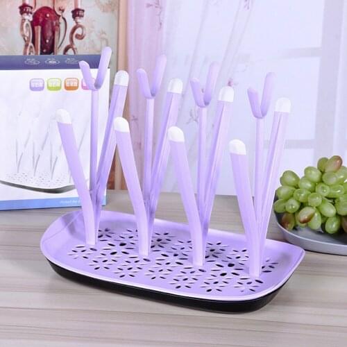 Home Decoration Accessories Baby Feeding Bottles Drying Rack Removable Tree Cleaning Infant Nipple Shelf Cup Fruit Holder Purple