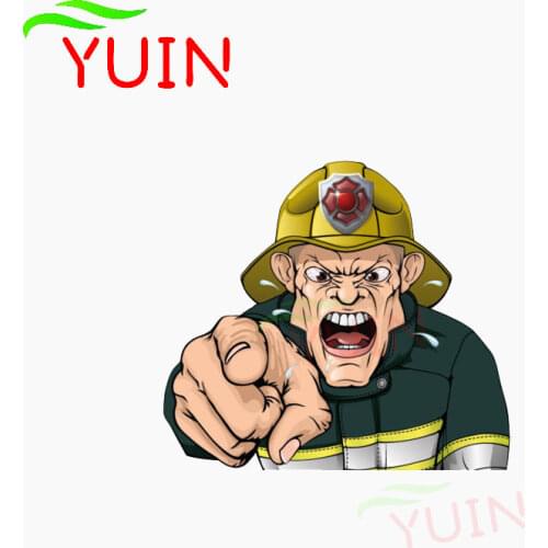 Angry Firefighter Lnterest Car Sticker Motorcycle Cars Accessories Personalized PVC Bumper Decoration Waterproof Decal 11*10cm