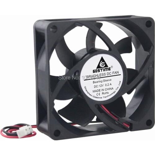 Gdstime 12V 2Pin 70MM 70x70x25MM 7cm 7025 Brushless DC Cooler Cooling Fan