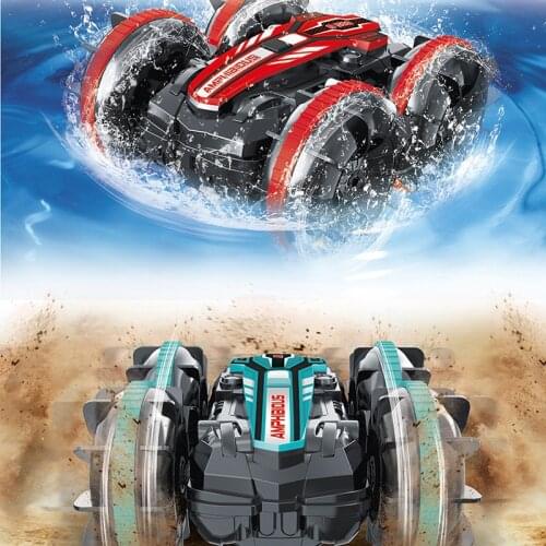 Kid Water Land Amphibious Electric Remote Control Car Toy 2.4G Four-wheel Drive Climbing Double Stunt Dump Remote Control Car
