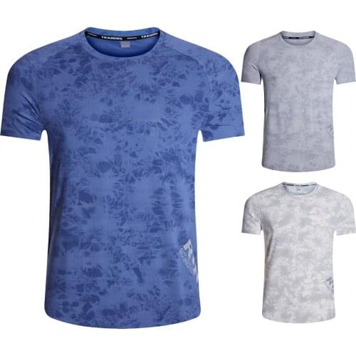 XBT15 New Tie Dyed T-Shirt Gym In Nylon Spandex Fabric Summer Quick Drying O Neck Raglan Sleeve Running Training Jersey For Men