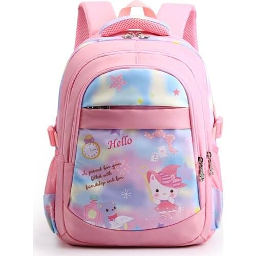 Kawaii Cat cartoon printing school bags for girls Princess Pink Children Orthopedic School Backpack Suits for Grade 1-6 Mochila