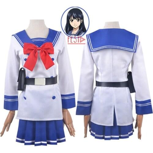 Yuri Honjo Cosplay Skirt Set Anime High-Rise Invasion Tenkuu Shinpan Blue JK Uniforms Summer Women Sailor Suit School Costume