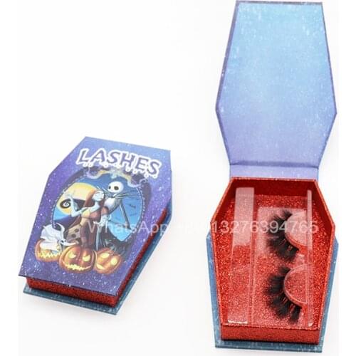 Coffin Eyelash Box Custom Mink Lash Packaging Box With Logo Nature 20MM Eyelashes Make Up Halloween Eye Lash Cases 100PCS