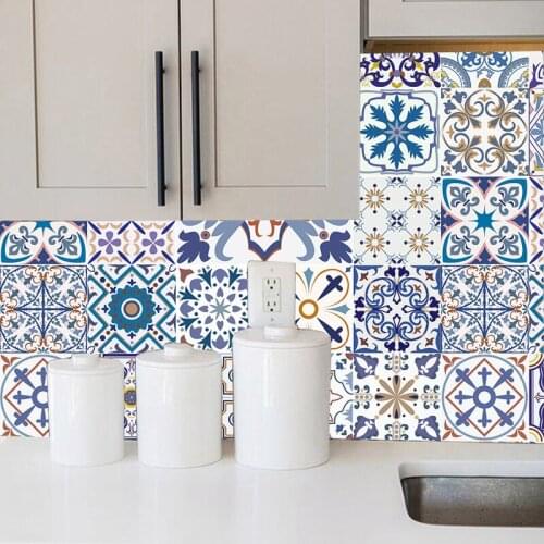 Colorful Retro Strip Tiles Wall Sticker Kitchen Stairs Door Wardrobe Decoration Wallpaper Art Mural Customed Wall Decals PVC