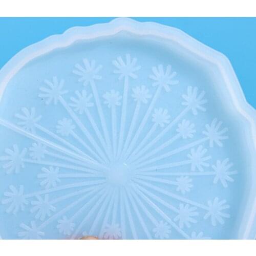 Crystal Epoxy Resin Mold Tray Cup Mat Dandelion Coaste Silicone Mould DIY Crafts Decorations Casting Tool R58E