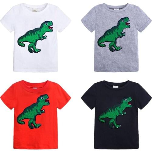 Summer Kids Boys T Shirt Dinosaur Print Short Sleeve Baby Girls T-shirts Cotton Children T-shirt O-neck Tee Tops Boy Cloth SC163
