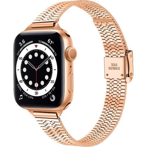 Metal Strap for Apple Watch 40mm 44mm Band Series 6 SE 5 4 3 Slim Stainless Steel Bracelet for iWatch 3 2 1 38mm 42mm Watchbands