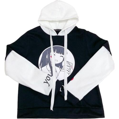 Harajuku Kawaii Women Hoodie Autumn Lolita Anime Letter Graphic Sweatshirts Pullover Korean Cute Mori Girls Outerwear Clothes
