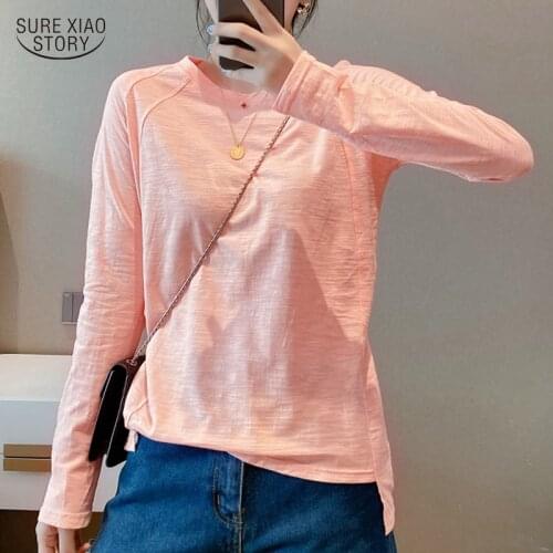 Fashion Comfort Bottoming T-shirt Tops Women Solid Cotton Long-sleeved T-shirt Women Stitching O-neck Retro Womens Tops 16081