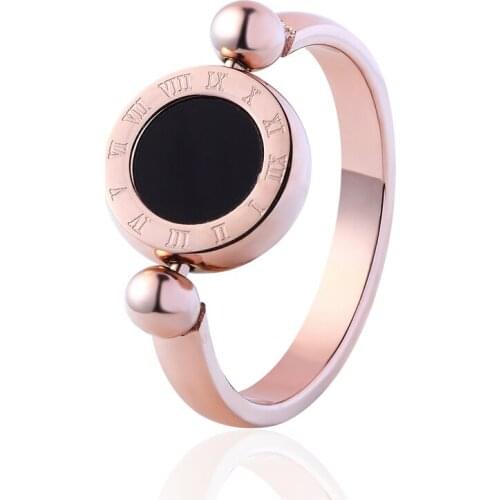 Trendy Wedding Bands Rings Can Be Rotated Roman Letters Two-Sided Shell And Enamel Ring Top Quality Lovers Luxury Brands Rings