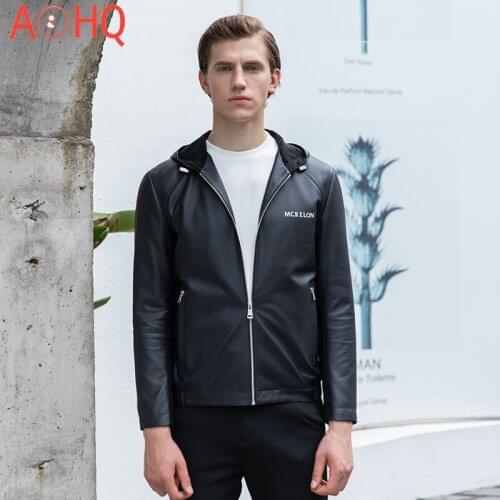 2021 New Genuine Sheepskin Leather Jacket Men Hooded Clothes Mens Autumn Coat Short Jackets Chaquetas Hombre LXR1098